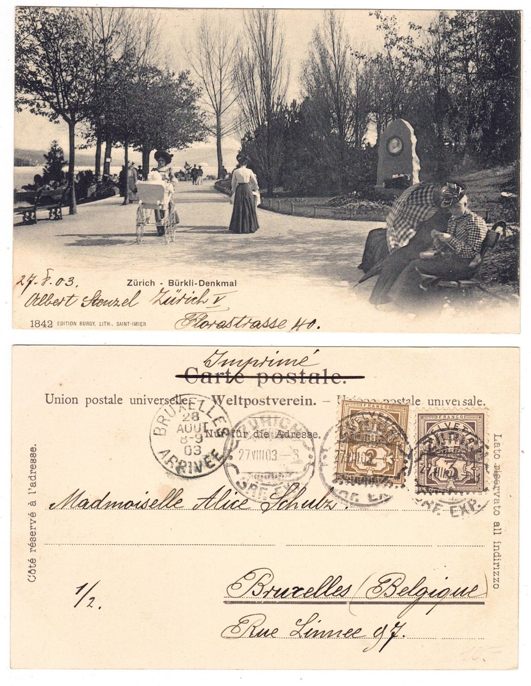 Cartoline postali: Zürich, Bürkli-Denkmal – Usato da La Tour-de-Peilz venduto da amjust
