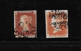 ENGLAND KLASSIK 2 x ONE PENNY RED KÖNIGIN VICTORIA 1841