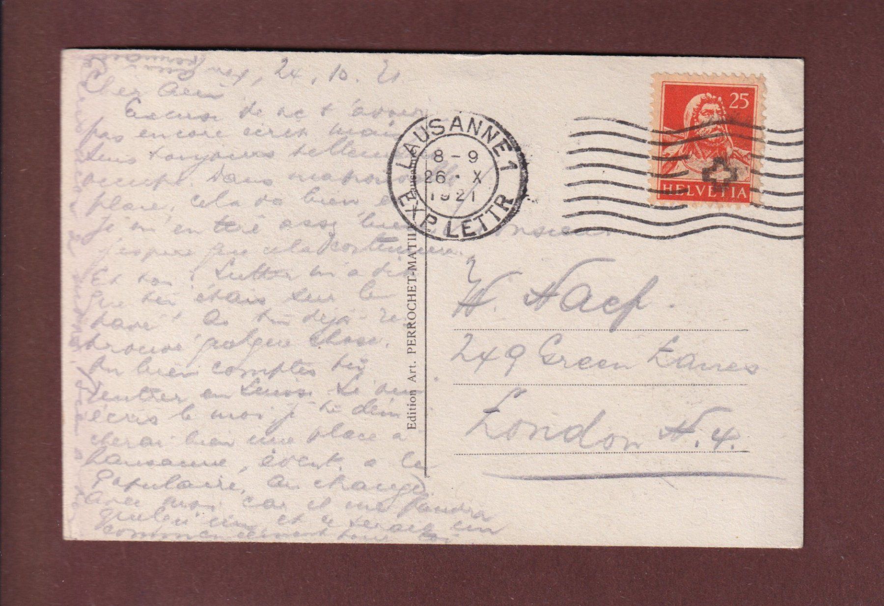 Cartoline postali: LAUSANNE et les alpes - 1921 – Usato da Pully venduto da nicecards 1