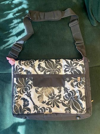 Laptop Bag Floral Print Black Pink