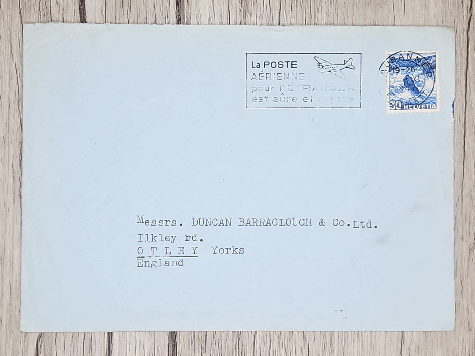 Alle Briefmarken: CL13 Enveloppe + Timbre Suisse 1947 – Gebraucht aus Cousset von Patrick_Collections