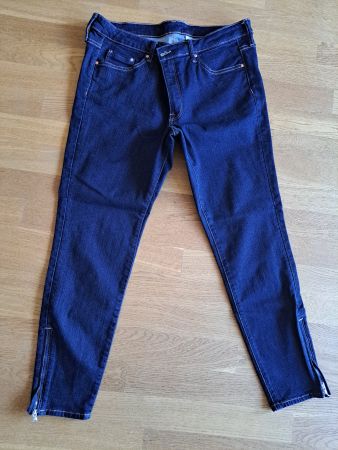 Damen Jeans blau dunkel mit Reissverschluss am Bein Gr. 48