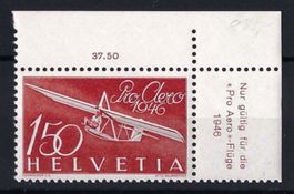 1946 Pro Aero Flugpostmarke Eckrandstück Katalog-Nr. F41 **