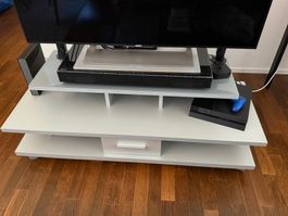 Massives Holz-TV-Möbel Silber, 129x48x49cm