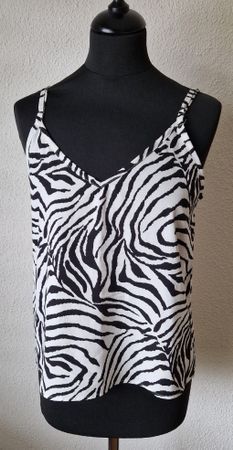 76) ärmelloses Top mit Zebra-Print, Grösse M