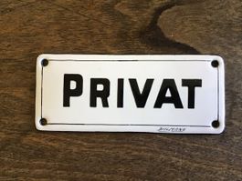 Emailschild Beschriftung PRIVAT,12x5cm., antik.