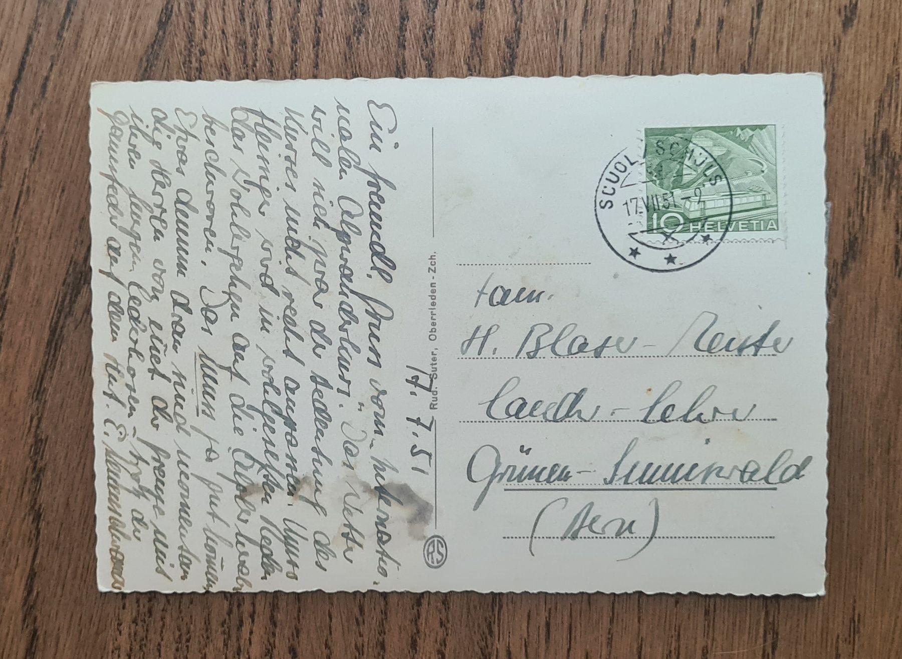 Cartoline postali: Schloss Tarasp 1951 – Usato da Ebikon venduto da Donar50 1