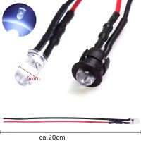 10 Stk LEDs 5mm weiss verkabelt mit Sockel 9-12V