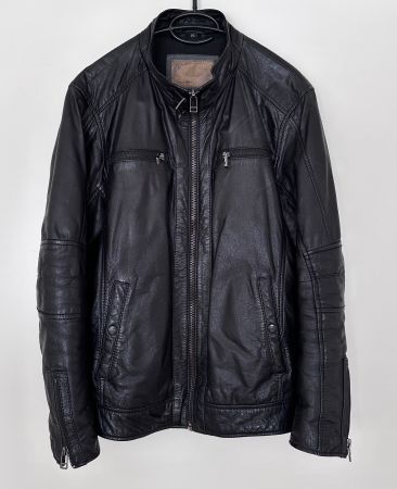 Lederjacke im Bikerstyle, echtes Büfelleder