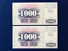 Bosnien und Herzegowina 1992 - 2x1000 Dinara aUNC