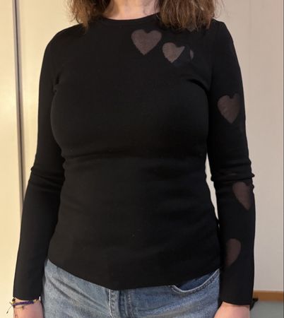 Akris Langarmshirt schwarz Herzmuster neu