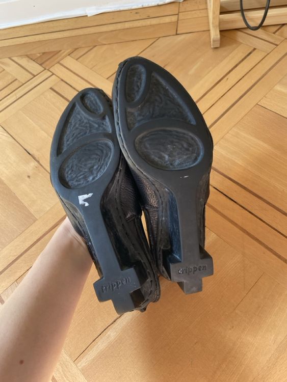 Trippen Damenschuhe: Trippen Ivy Black Leather Heeled Slip On Shoes Lagenlook – Gebraucht aus St. Gallen von B771 7