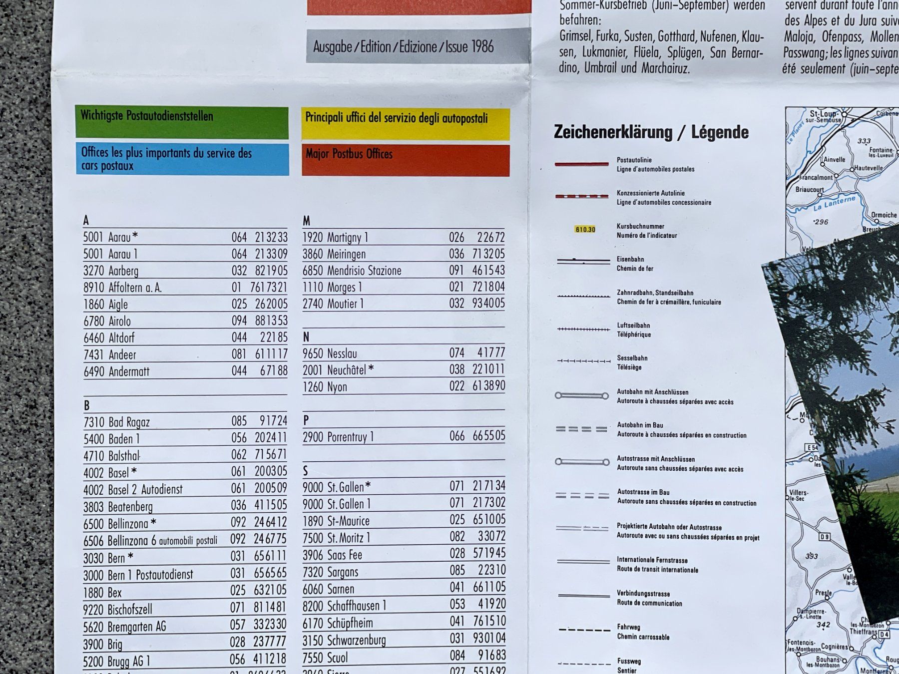 Cartine & Atlanti: PTT Post Postauto Postauto-Linien Schweiz Landkarte 1986 – Nuovo (secondo la descrizione) da Bern venduto da AWiBe 7