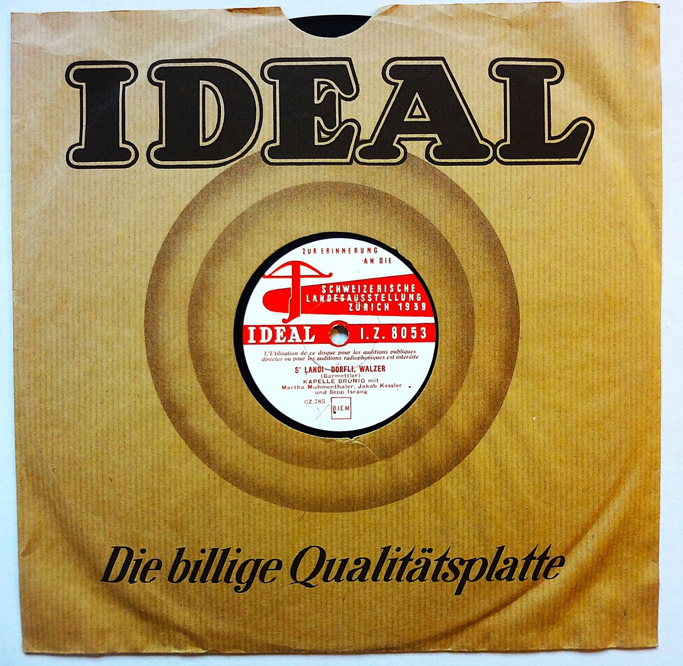 Dischi in vinile: Schöne LANDI Schellackplatte mit Original Textblatt – Usato da Hemishofen venduto da Phonomandy