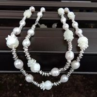 101 cm Blume Lua Perlenkette Echt Collier Perle Halskette