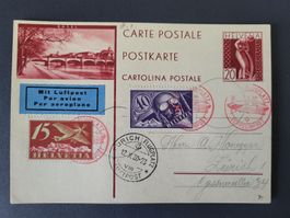 1930, Postkarte mit Zeppelinpost