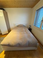 Bettgestell Hemnes weiss mit Schubladen + Federkernmatratze