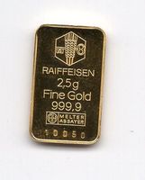 (2143) Goldbarren, 2,5 g, Raiffeisenbank, stgl