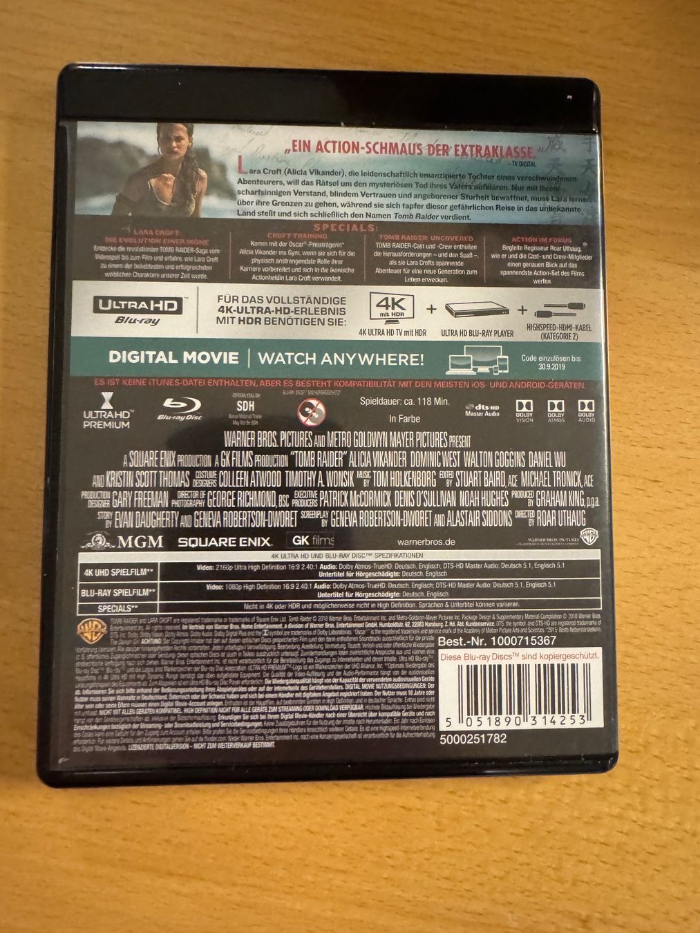 Tutti i DVDs: Tomb Raider 4k UHD Blu Ray – Usato da Schwerzenbach venduto da ste_pp82 1