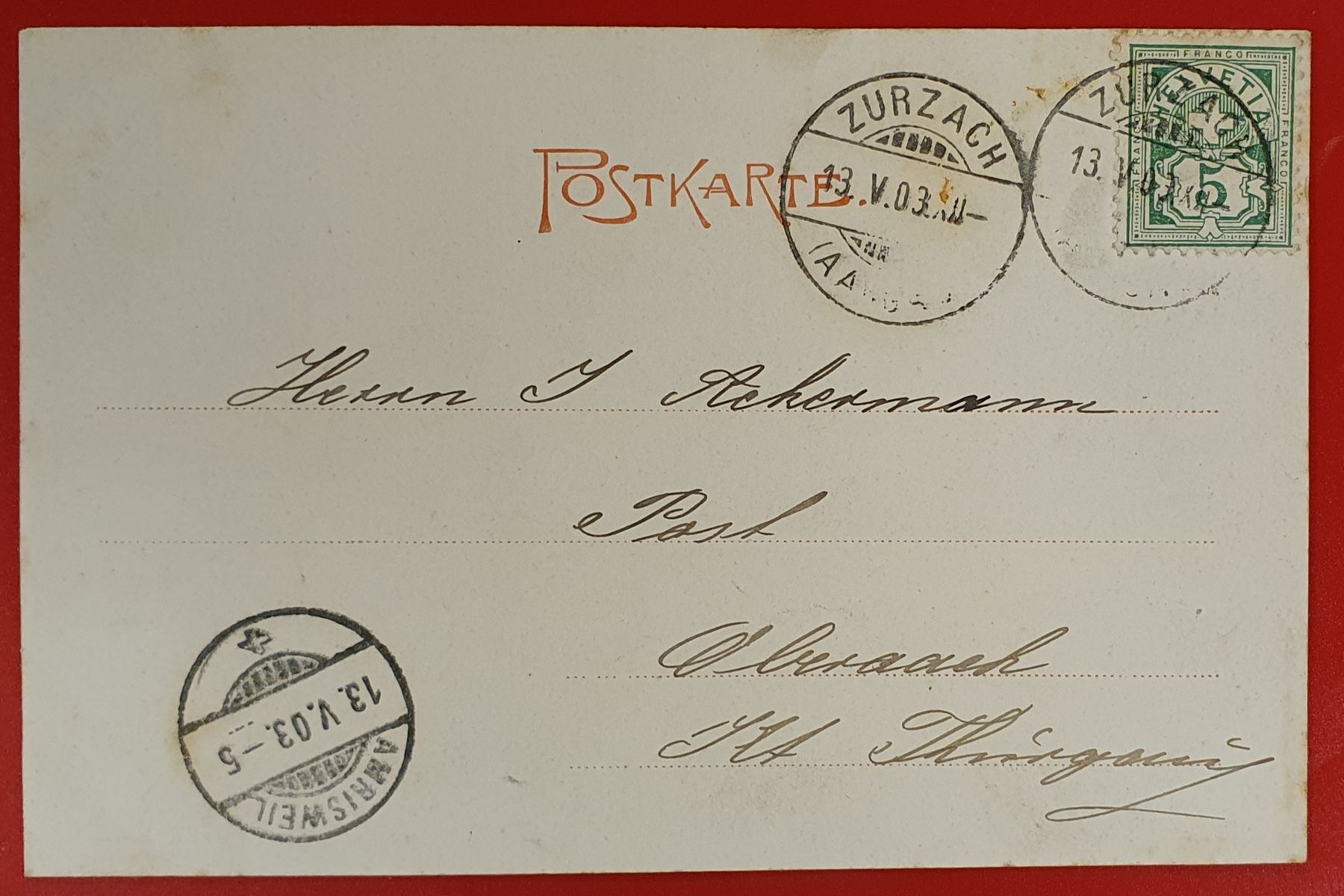 Ansichtskarten: Zurzach 1903 – Gebraucht aus Kreuzlingen von Rschweiz1 1