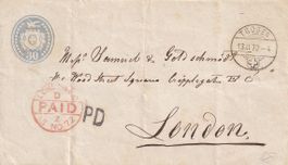Tüblibrief 30 Rp. "PD" Trogen nach London 1872