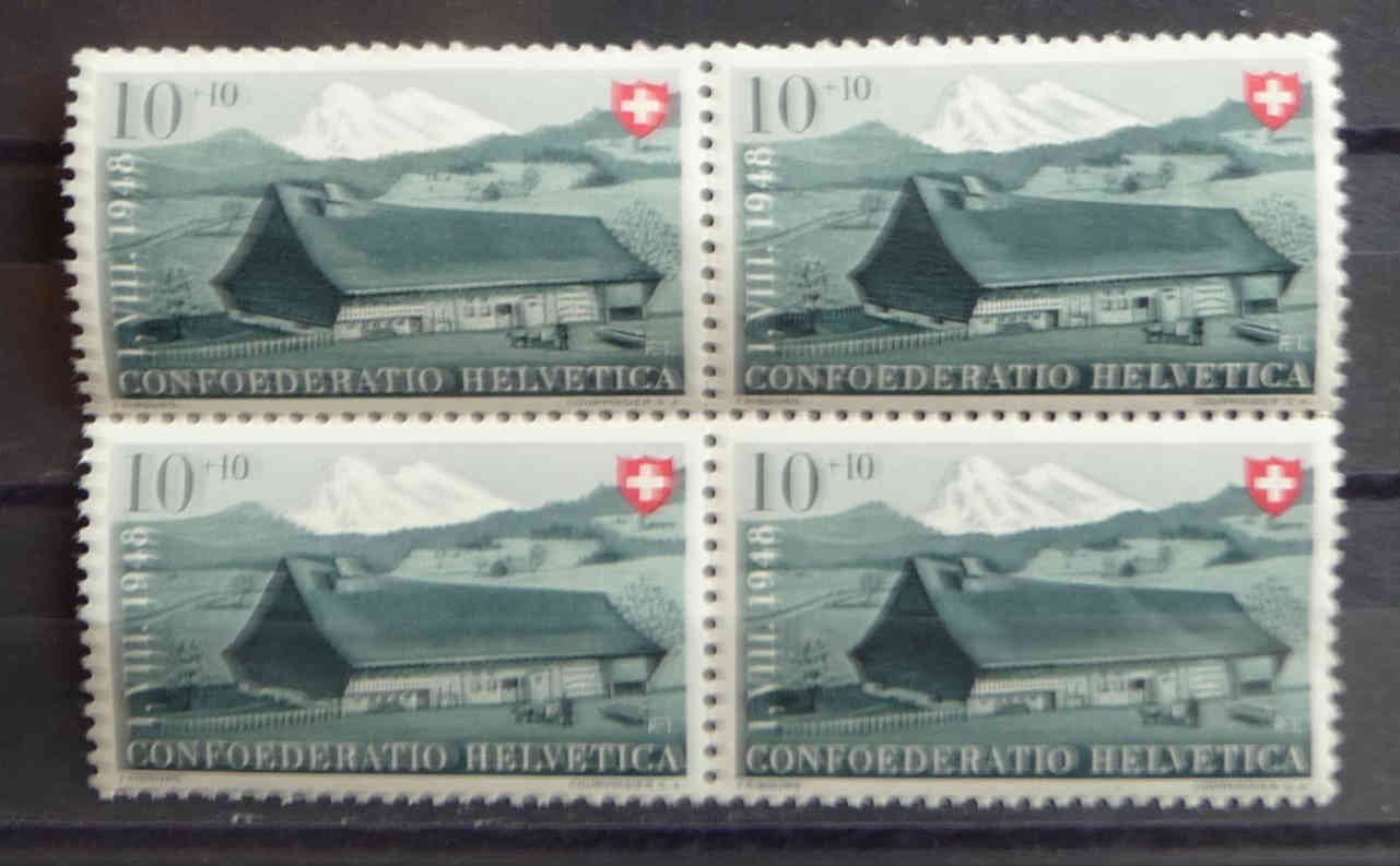 Tutti i francobolli: 1948 Schweiz 4-Block 10 postfrisch – Usato da Horgen venduto da FIR-2008