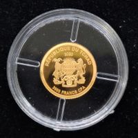 Goldmünze klein Tschad 1/100 Unze 0.311gr. Feingold 999/1000