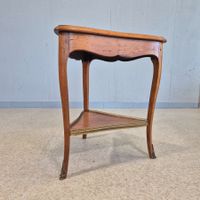 Antik Beistelltisch Dreieck-Tisch Messing Holztisch
