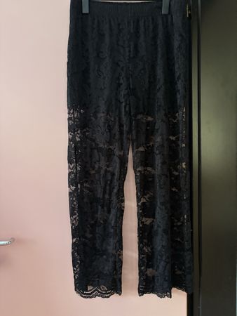 Pantaloni donna pizzo nero 