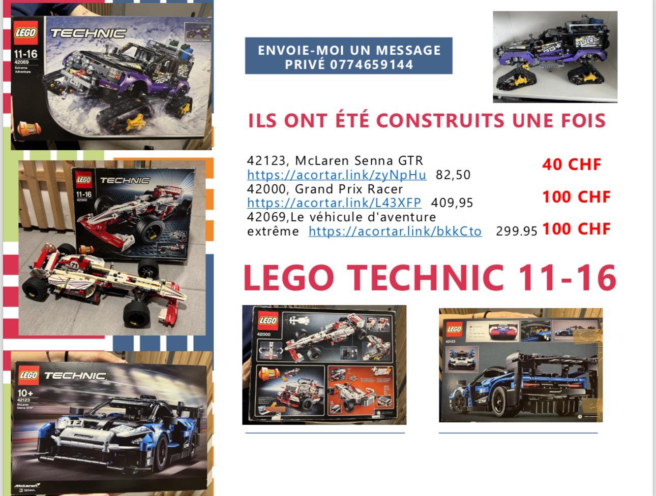 Technics Kit di costruzioni: 3 LEGO TECHNIC 11-16 ans – Usato da Lausanne venduto da cla_hcx7