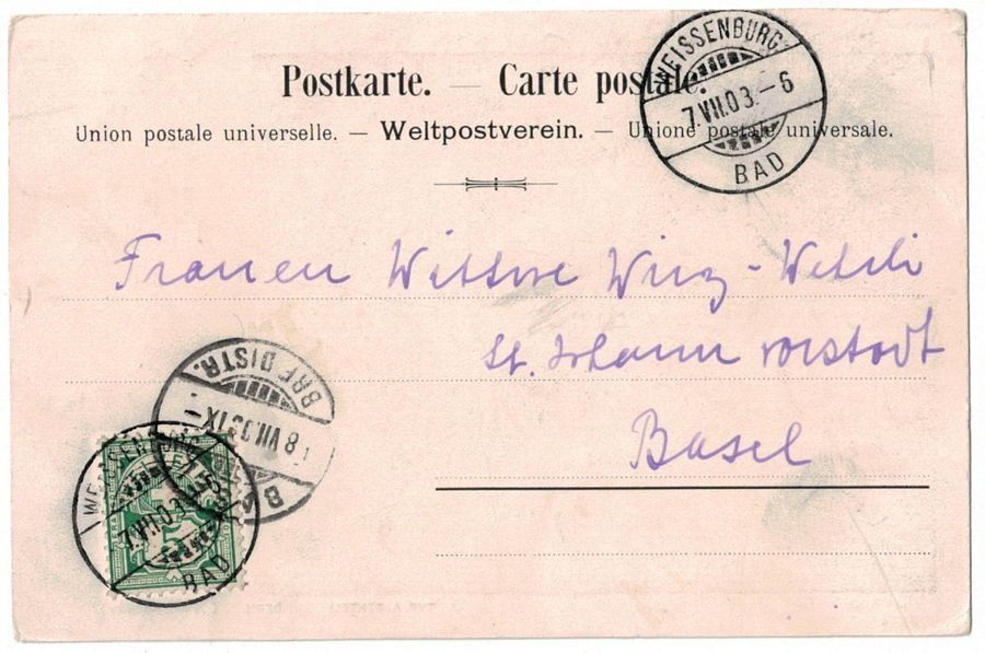 Ansichtskarten: Weissenburg Bad, gelaufen 1903 – Gebraucht aus Frauenfeld von POML 1