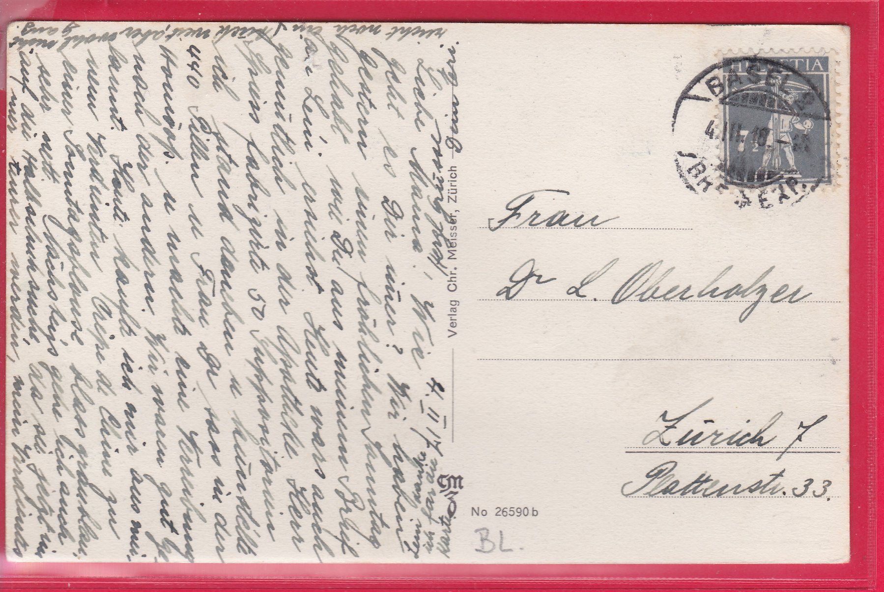 Cartoline postali: BASEL SPALENTOR, 4.3.1918 – Usato da Oberrieden venduto da Gebirgsstelze 1