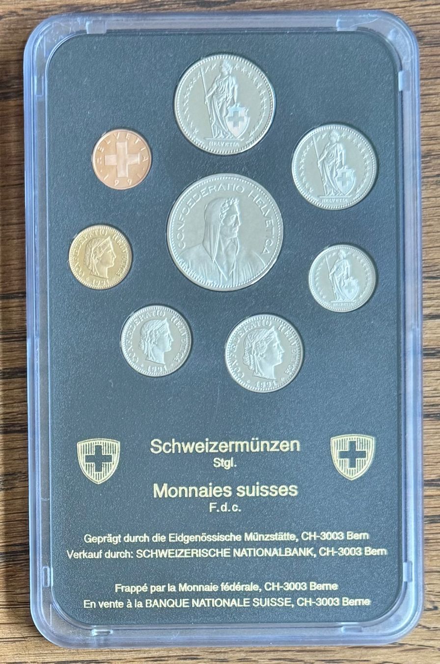 Tutti le monete: Schweizer Komplettsatz, 1991, Stgl! – Usato da Ebikon venduto da Dmasterx