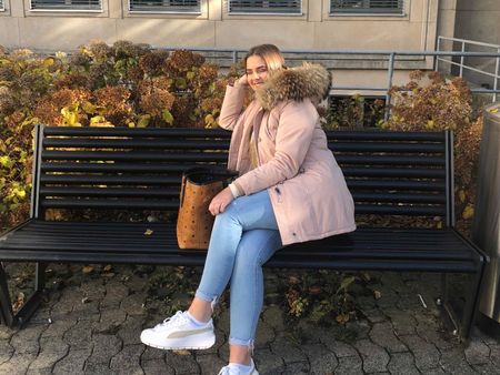 Effeny Winterjacke Parka Gr. 38 Echtfell Kapuze Rosa Beige
