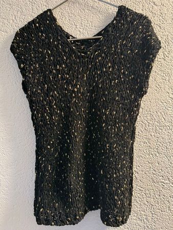 Damen Stricktop Top schwarz - gold gestrickt Gr. M