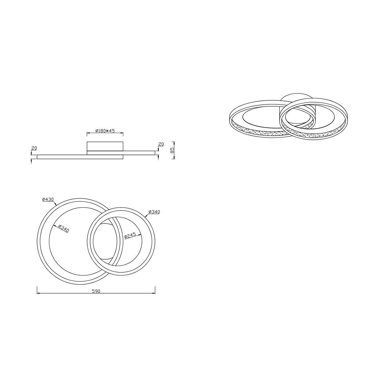 Kronleuchter & Deckenlampen: LED Deckenleuchte, Dimmer, 59 cm x 43 cm – Neu (gemäss Beschreibung) aus Kreuzlingen von Smart-Light 3