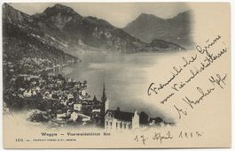 Weggis mit See alte Karte gelaufen nach Worben bei Lyss 1902