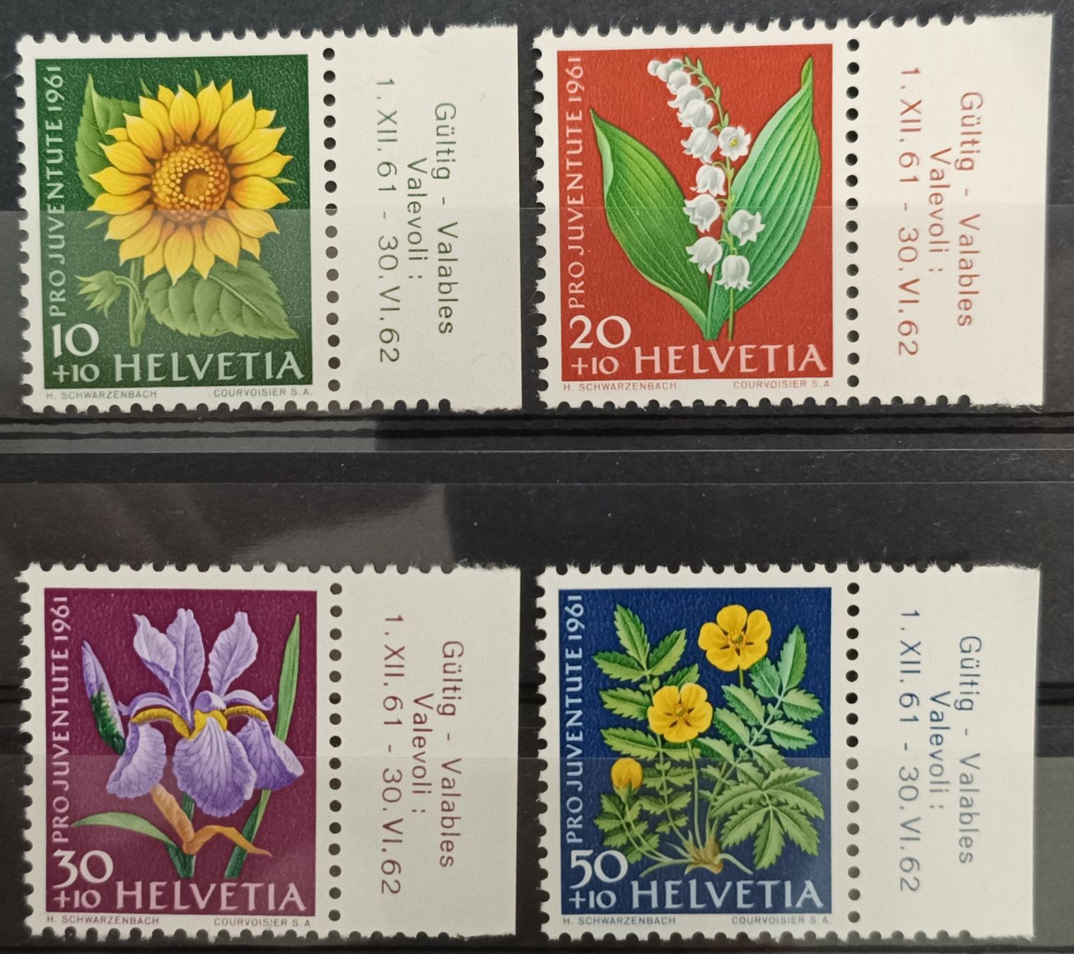 Tutti i francobolli: 1961 PJ Wiesen & Gartenblumen postfrisch** TAB – Nuovo e nell'imballaggio originale da Dübendorf venduto da goeggi79