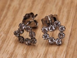 Diamant Ohrstecker 18K Weissgold (punziert 750) Herzform