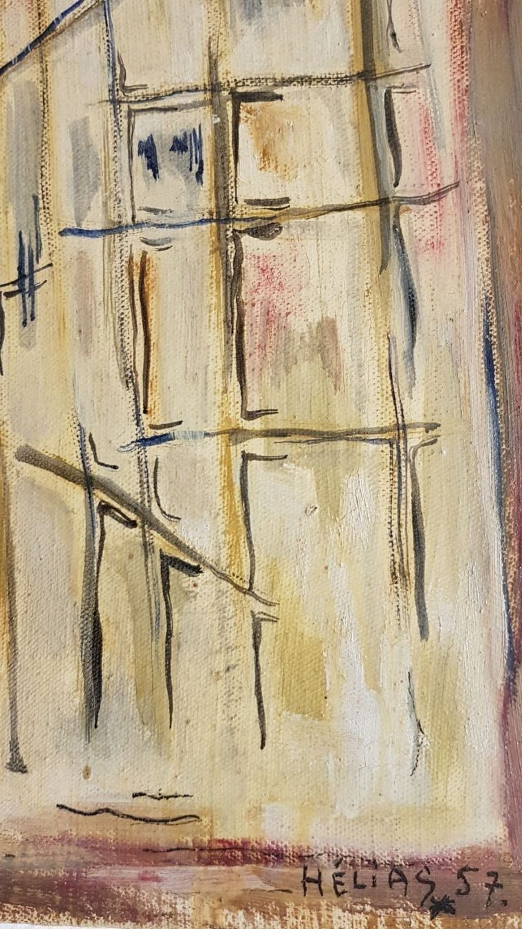 Dipinti: S. HELIAS beau tableau abstrait daté 77 – Usato da Lausanne venduto da leneko 2