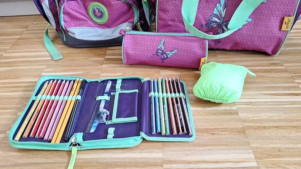 Borse & Zaini: Ergoflex Superlight: DerDieDas Schulrucksack Set "Papillon" – Usato da Zürich venduto da Sandrasian 1
