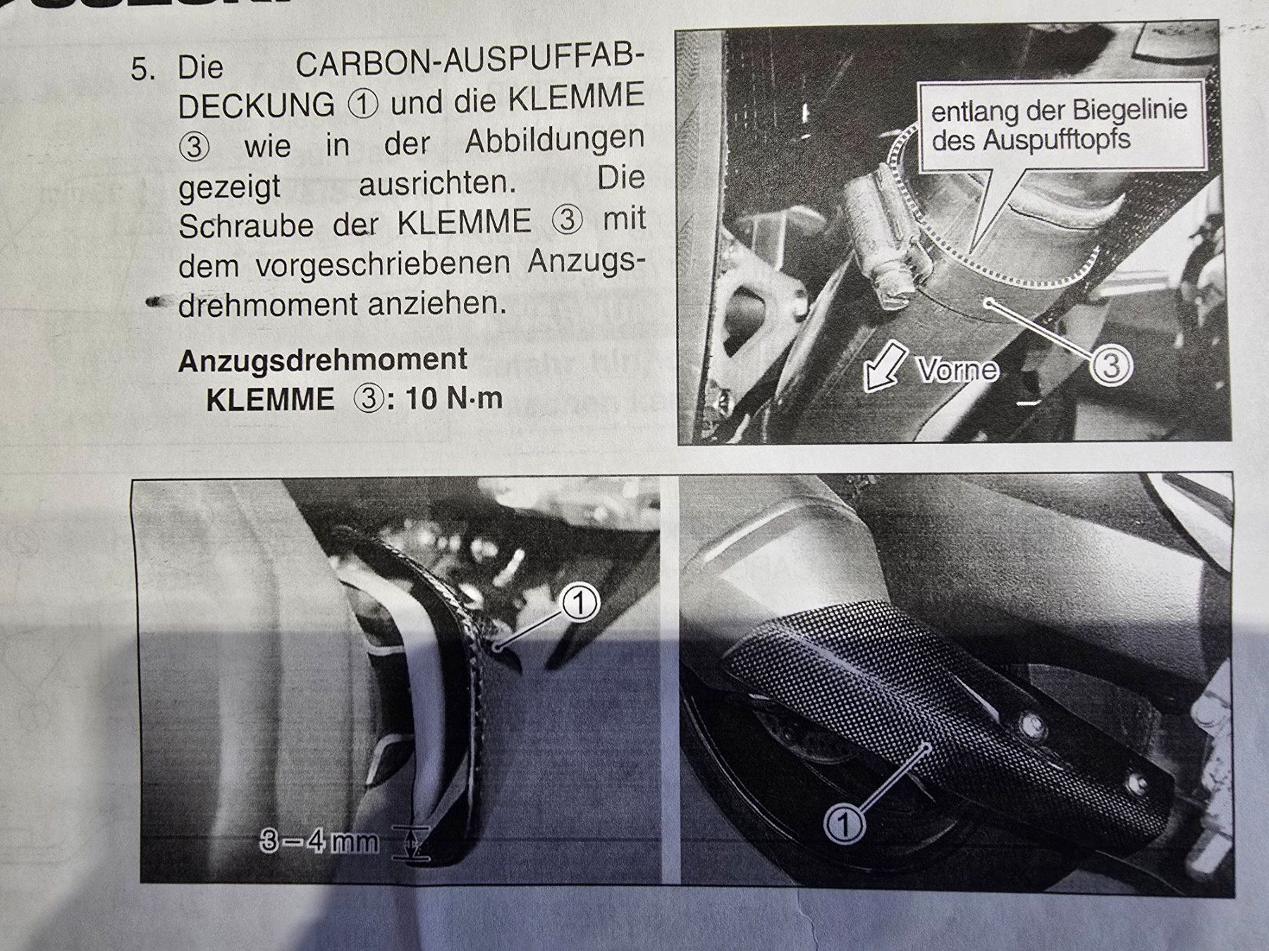 Suzuki Tutti i ricambio per moto: Motorrad Carbon-Auspuffabdeckung – Usato da Wettingen venduto da halloween01 7