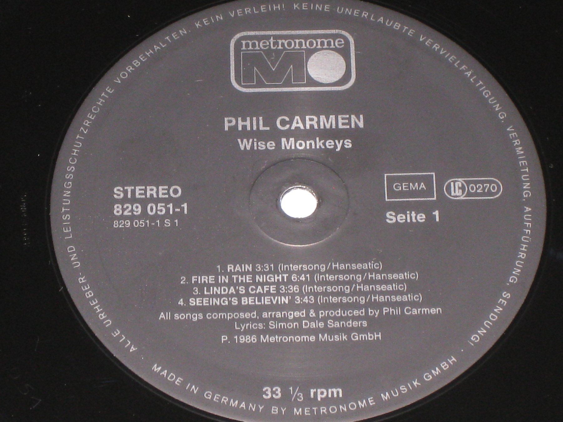 Dischi in vinile: LP - PHIL CARMEN - WISE MONKEYS – Usato da Steckborn venduto da Quo7 1