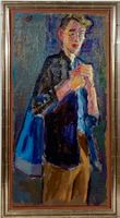 Oliver Rochet (1956) Gemälde von einer Junge mit Tasche