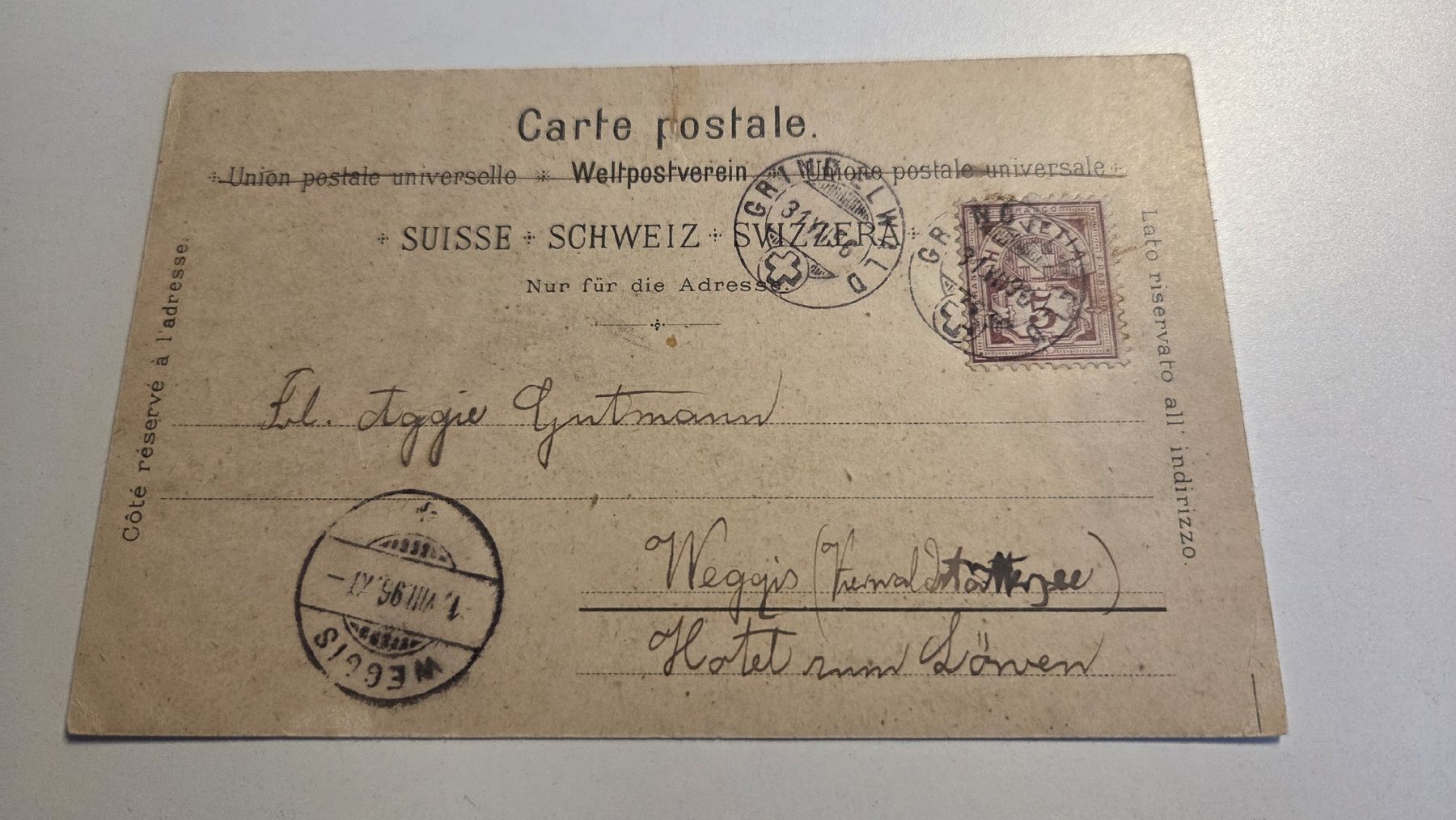 Cartoline postali: 1896 Ansichtskarte Gruss aus Interlaken – Usato da Arni AG venduto da Moth68 1