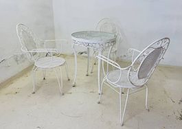 Franz. Gartenmöbel-Set aus Schmiedeeisen (Jardin-Stil)