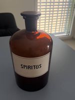 Alte grosse Apothekerflasche SPIRITUS mit Glasstopfen