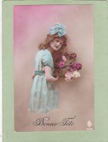 Kitsch Mädchen Blumen Bonne Fête 1922