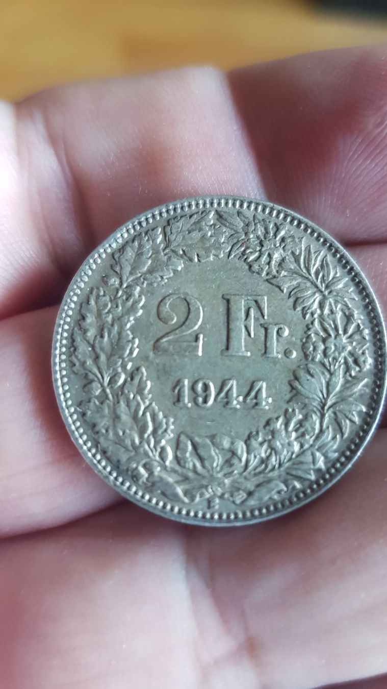 Alle Münzen: 2 Francs 1944 – Gebraucht aus Meyrin von menelaos77