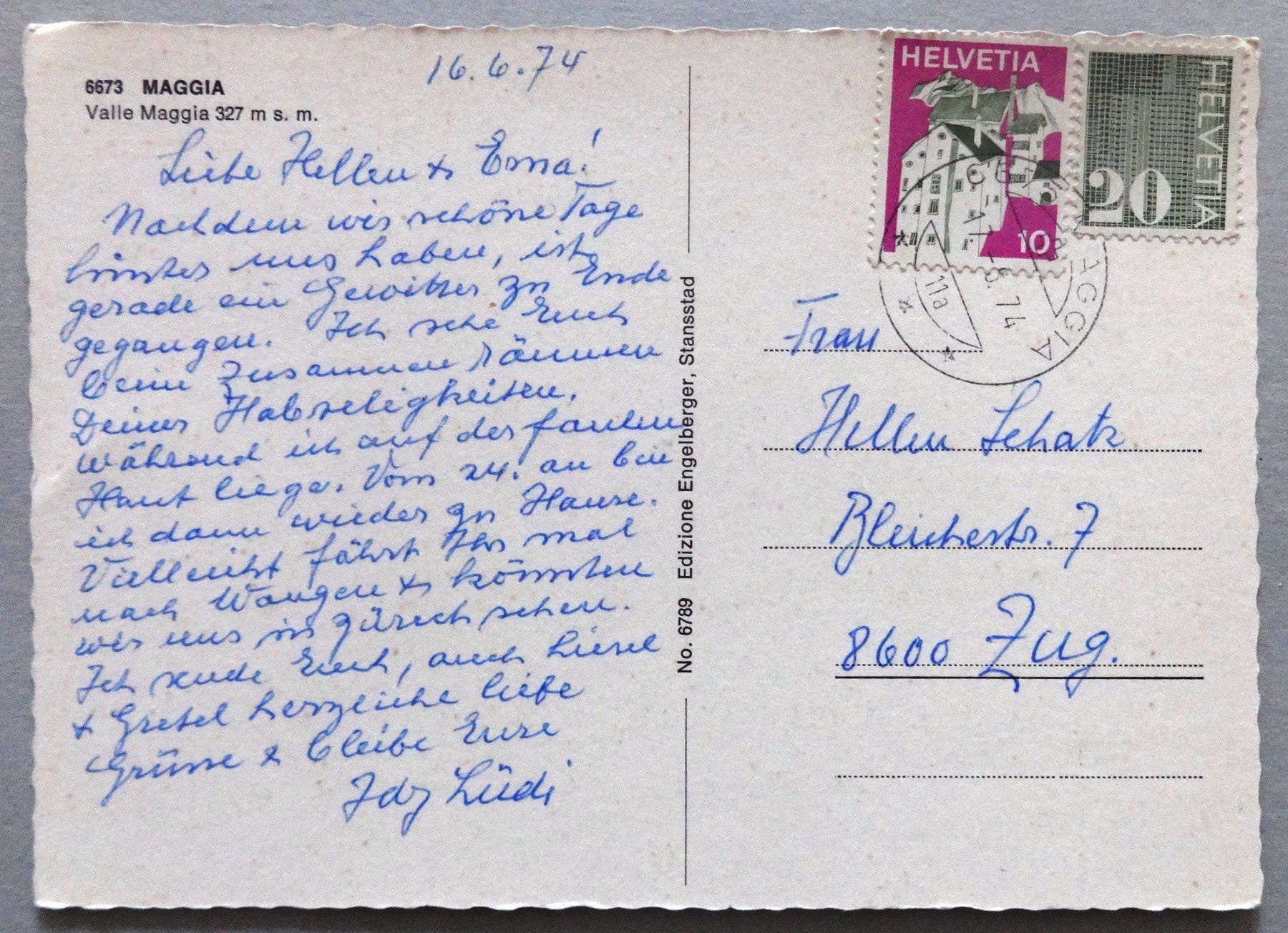 Cartoline postali: Maggia, Valle Maggia 327 m s.m. – Usato da Fétigny venduto da Billy2miny 1